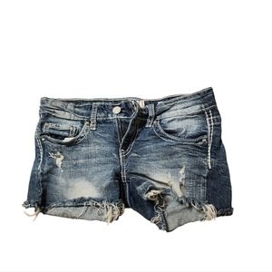 Daytrip Blue Distressed Jean Shorts